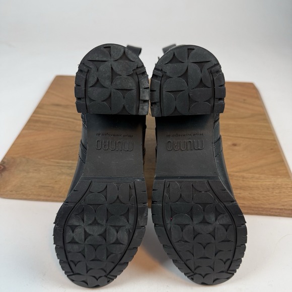 New Womens Munro Black Milled Calf Leather Comfort Moto Biker Boots Size 7.5 N - Picture 7 of 8